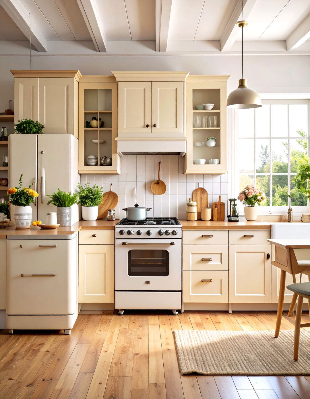Vintage Appliance Integration Kitchen - 24 White Farmhouse Kitchen Ideas