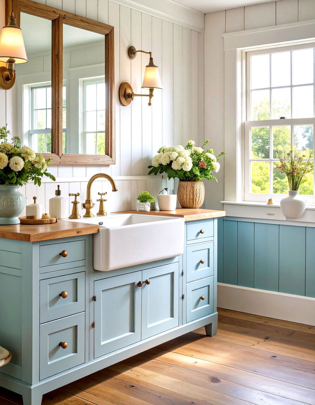 Vintage Apron Sink Bathroom - 24 Country Bathroom Ideas