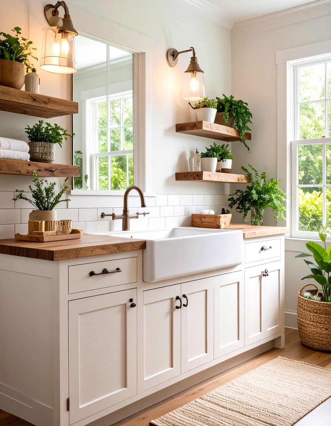 Vintage Apron Sink Modern Farmhouse Bathroom - 24 Modern Farmhouse Bathroom Ideas