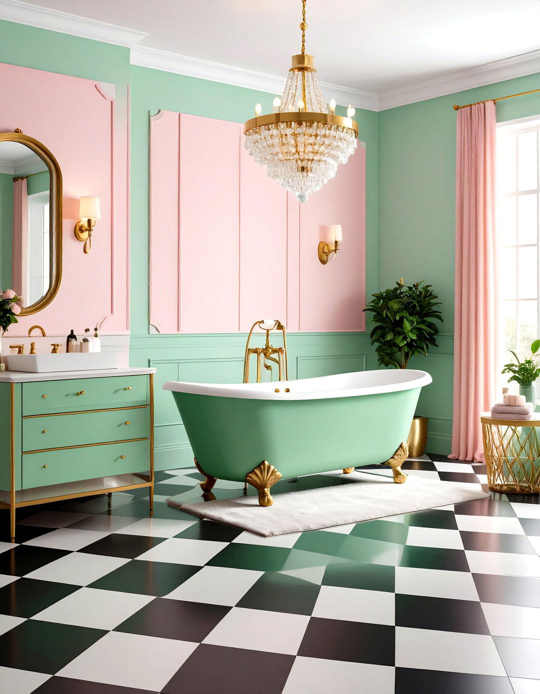 Vintage Art Deco Pink and Green Glamour - 24 Pink and Green Bathroom Design Ideas