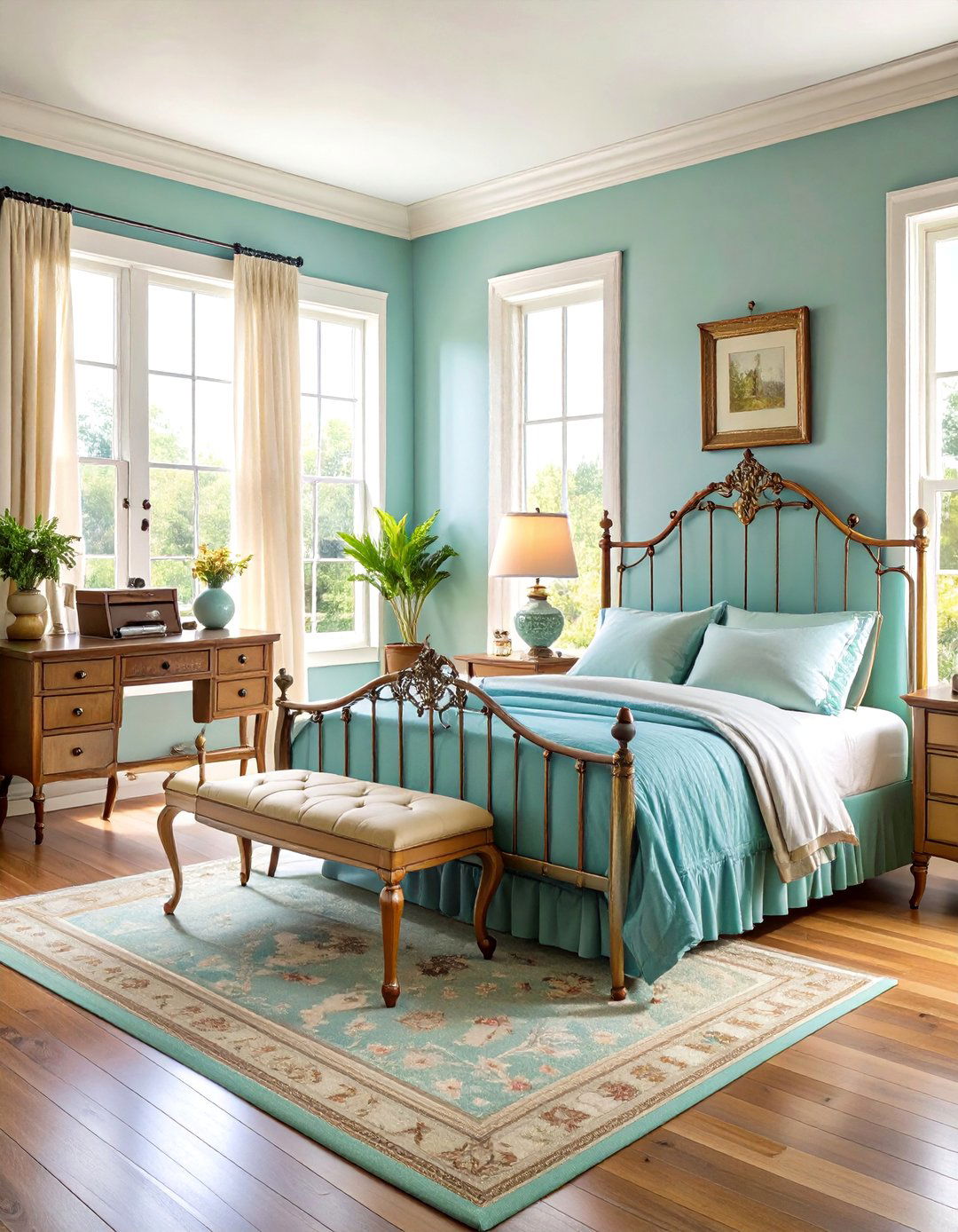 Vintage Bedroom Office with Antique Furniture - 24 Bedroom Office Ideas