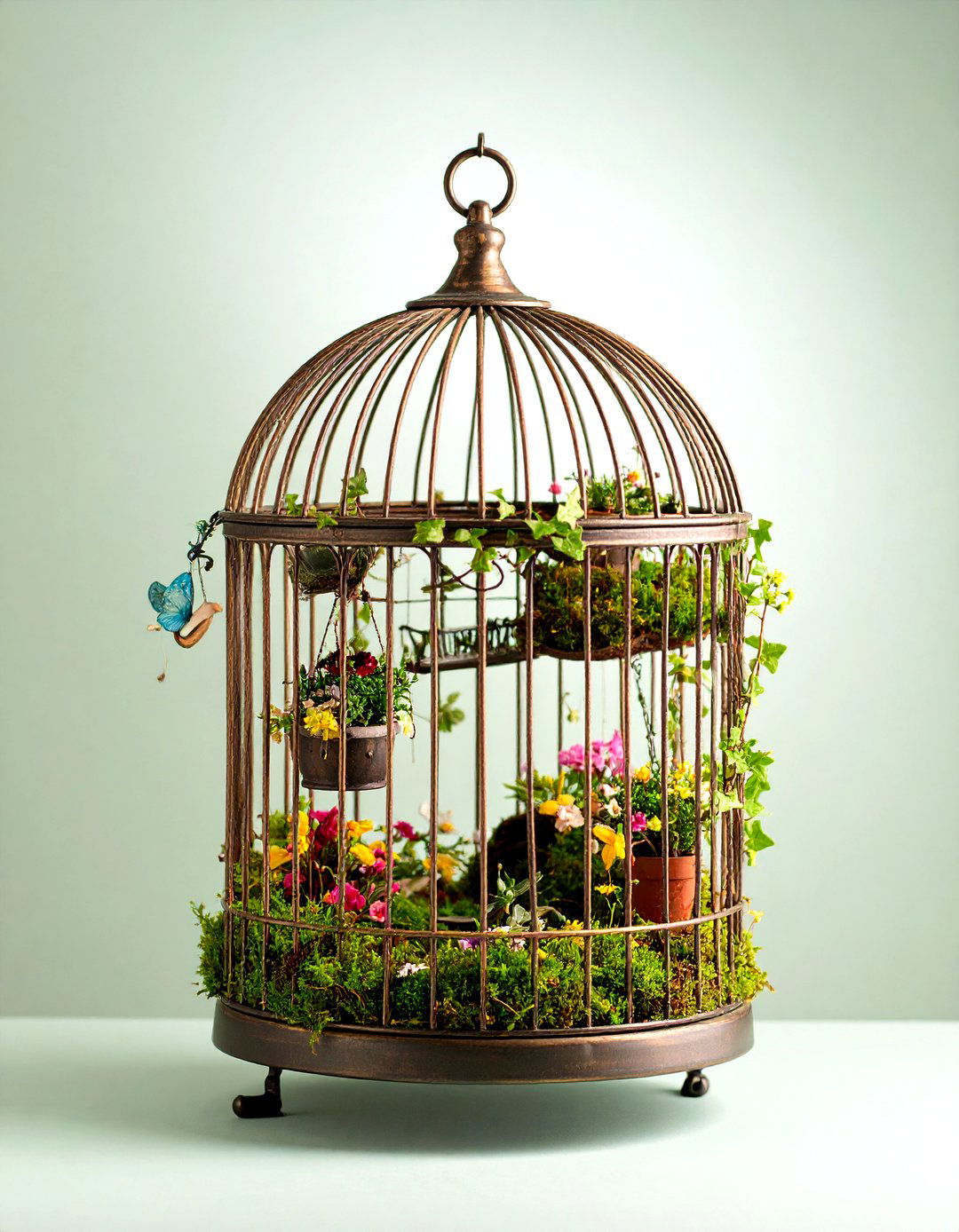 Vintage Birdcage Fairy Sanctuary - 24 Fairy Garden Container Ideas