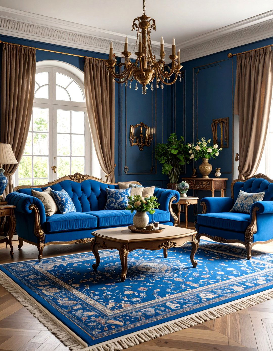 Vintage Blue and Beige Living Room - 24 blue and beige living room ideas