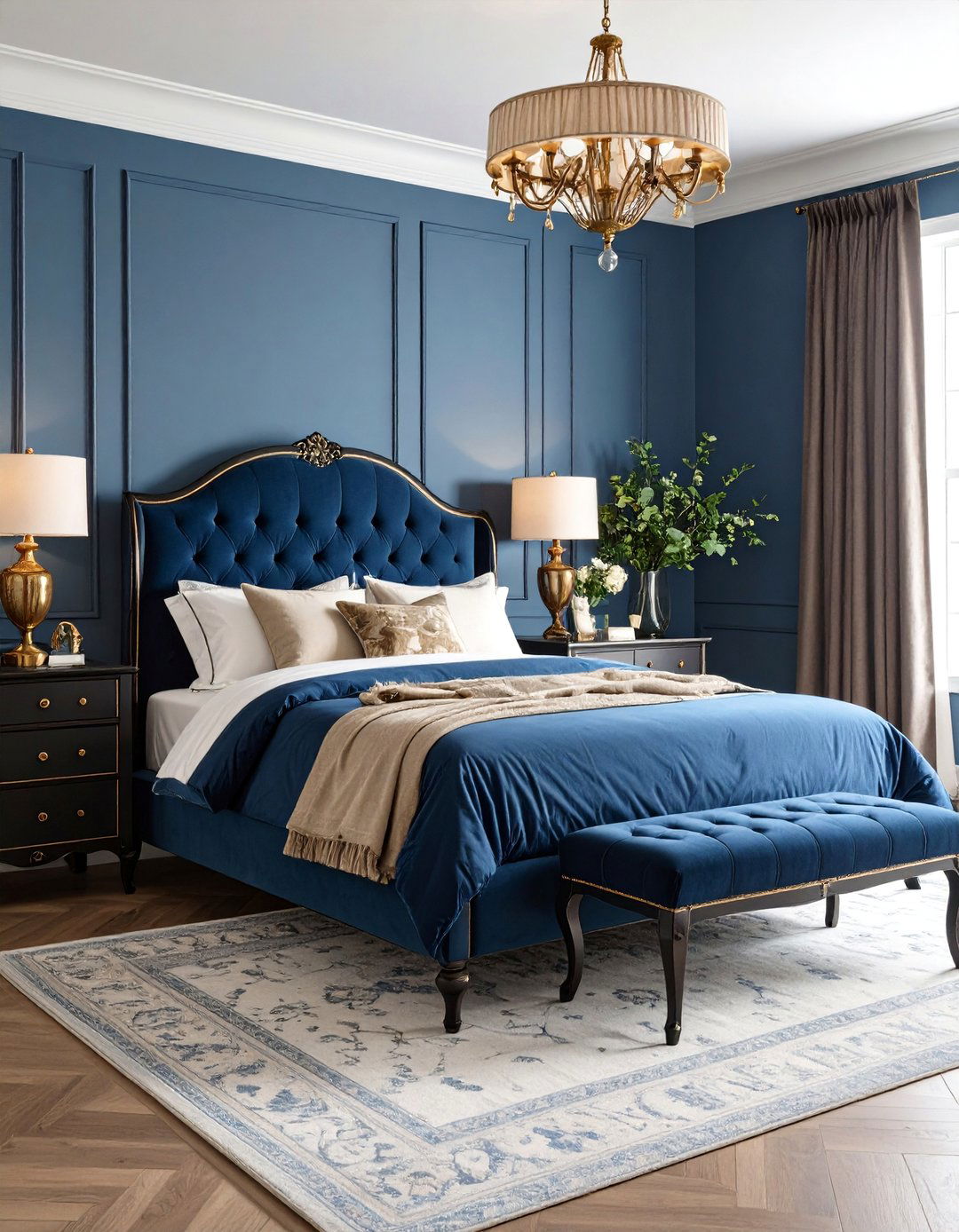 Vintage Blue and Black Combination - 24 Black and Blue Bedroom Ideas