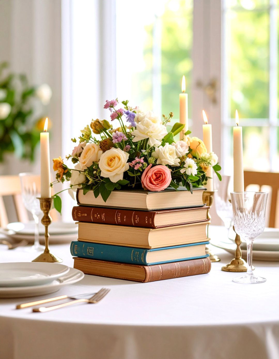 Vintage Book Centerpieces - 24 Rehearsal Dinner Centerpiece Ideas