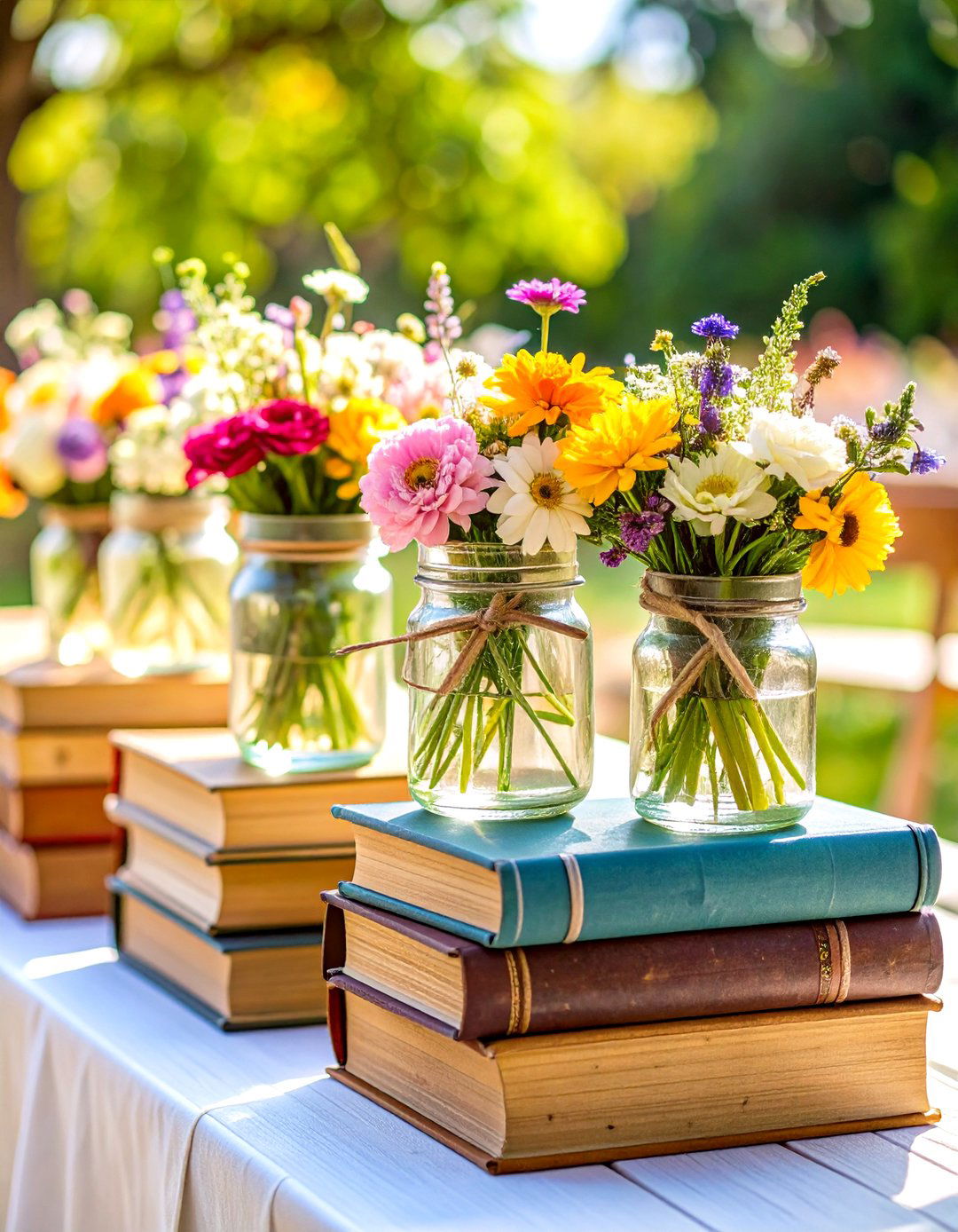 Vintage Book Stack Centerpieces - 24 Rustic Wedding Centerpieces