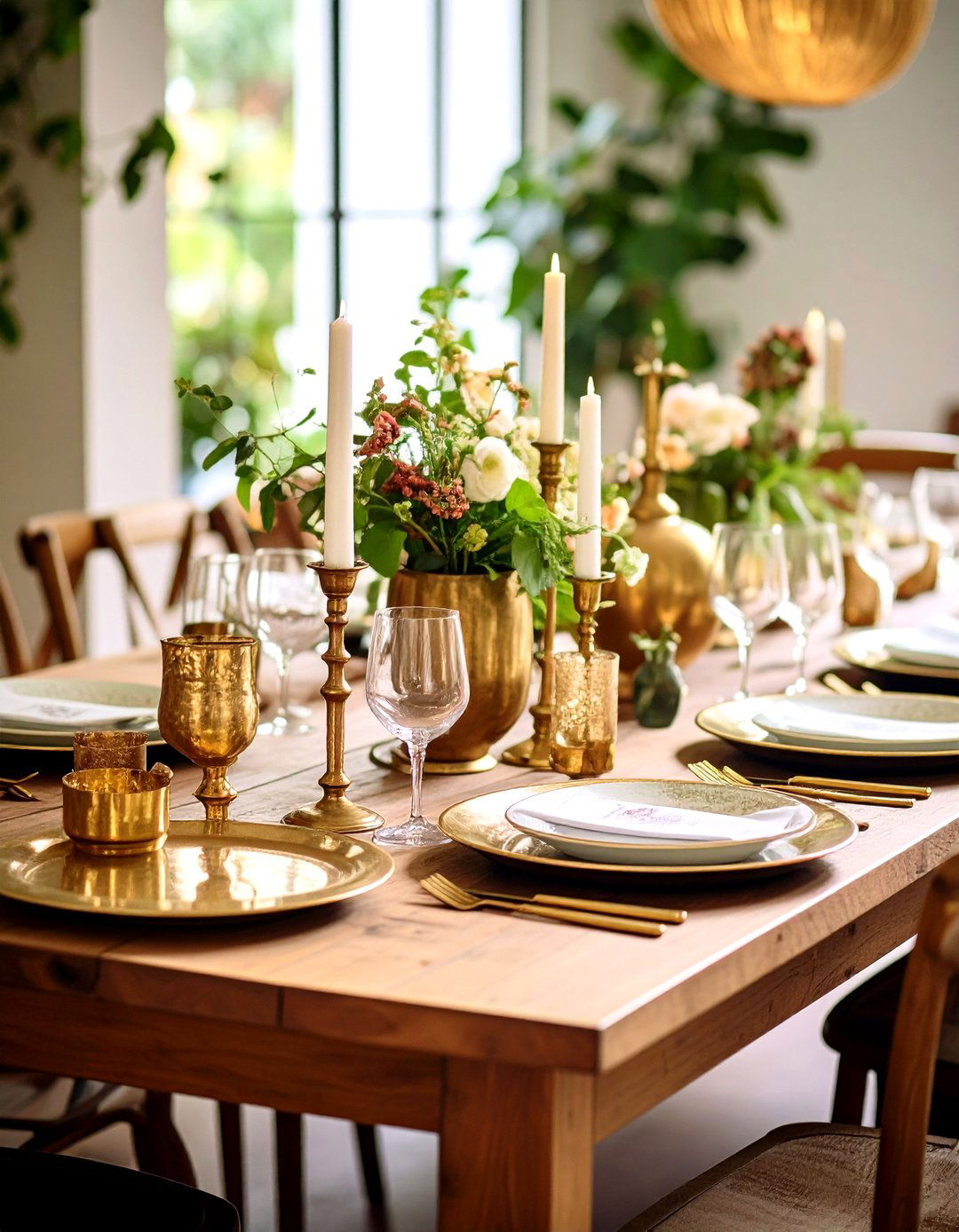 Vintage Brass Accessories - 24 Boho Dining Room Ideas