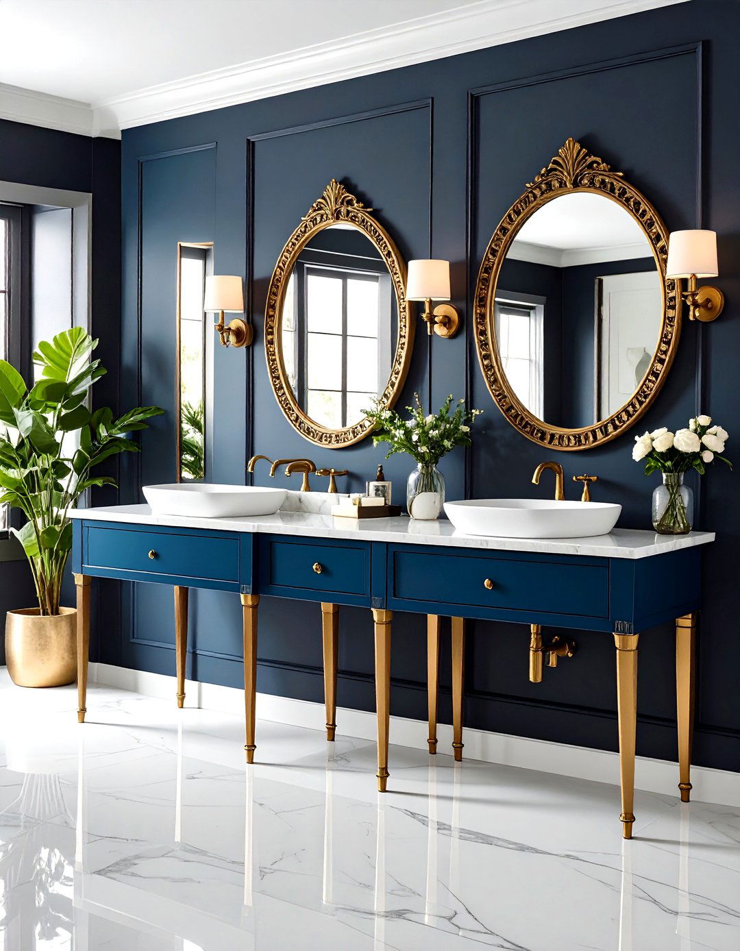 Vintage Brass Fixture Showcase - 24 black and gold powder room ideas