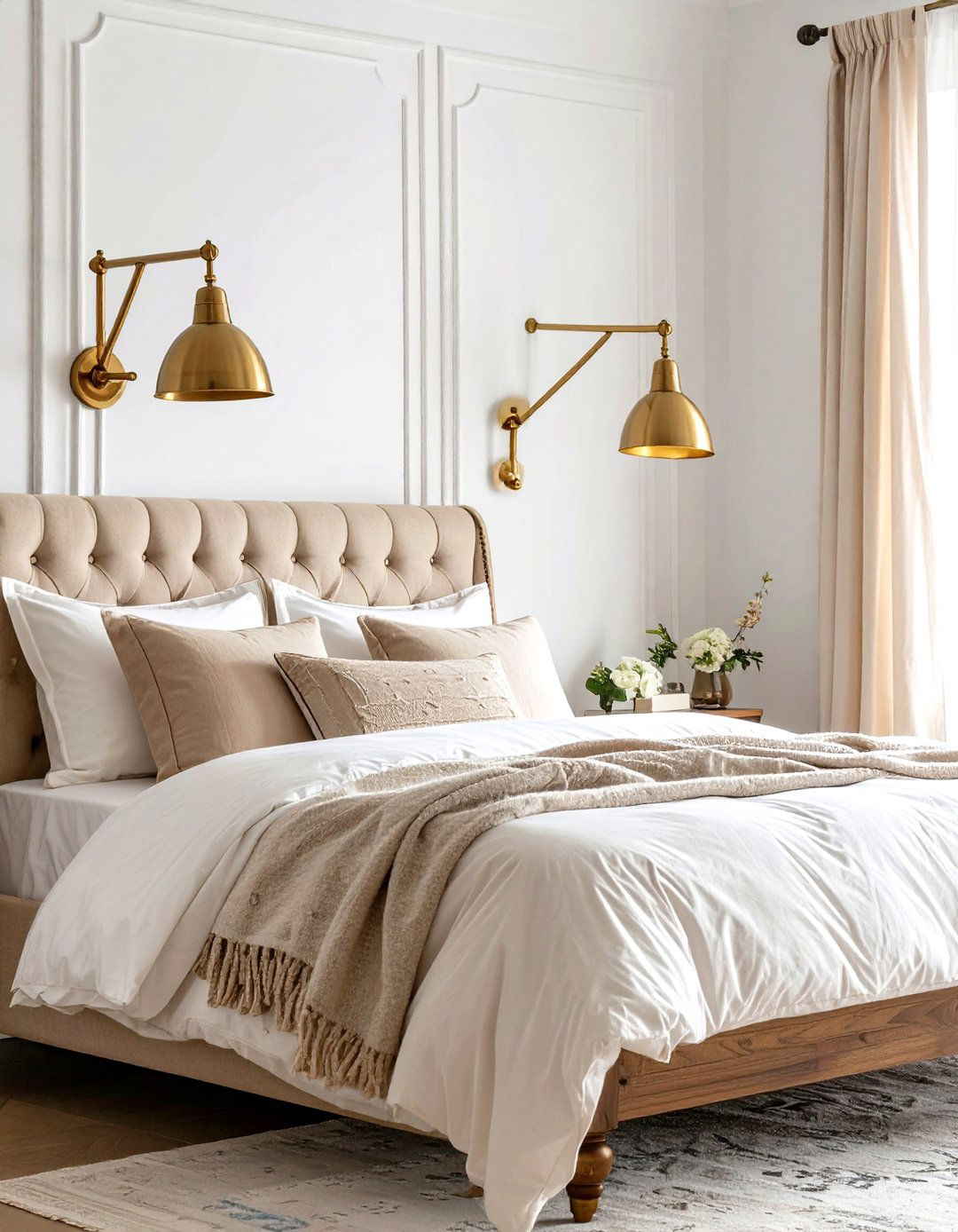 Vintage Brass Swing Arm Reading Lights - 24 Bedroom Wall Sconce Ideas