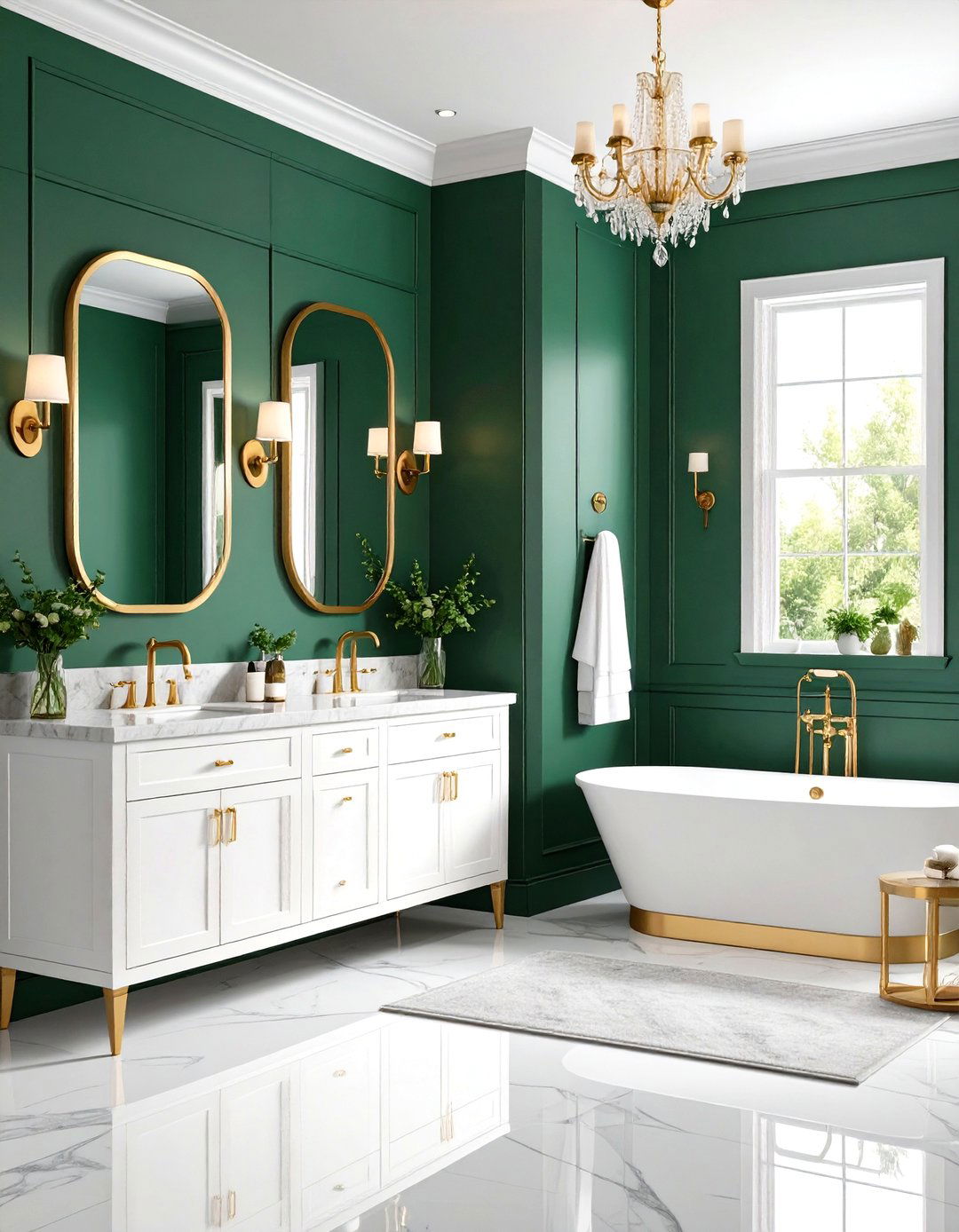 Vintage Brass and Emerald Green Elegance - 24 Hallway Bathroom Ideas