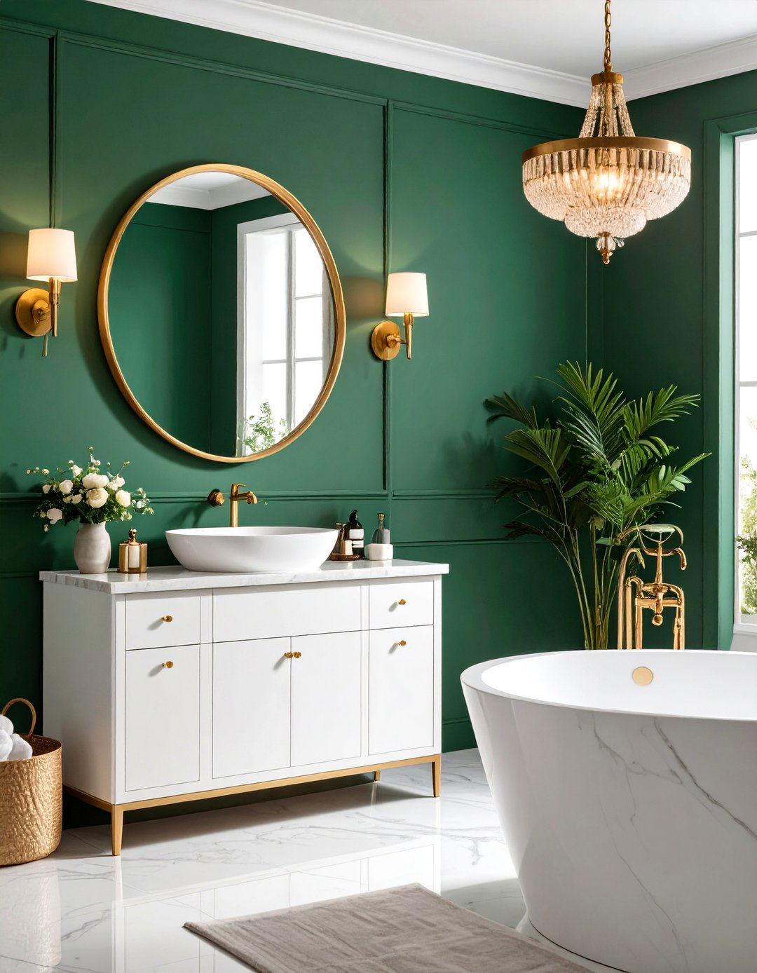 Vintage Brass and Green Bathroom - 24 Apartment Bathroom Ideas