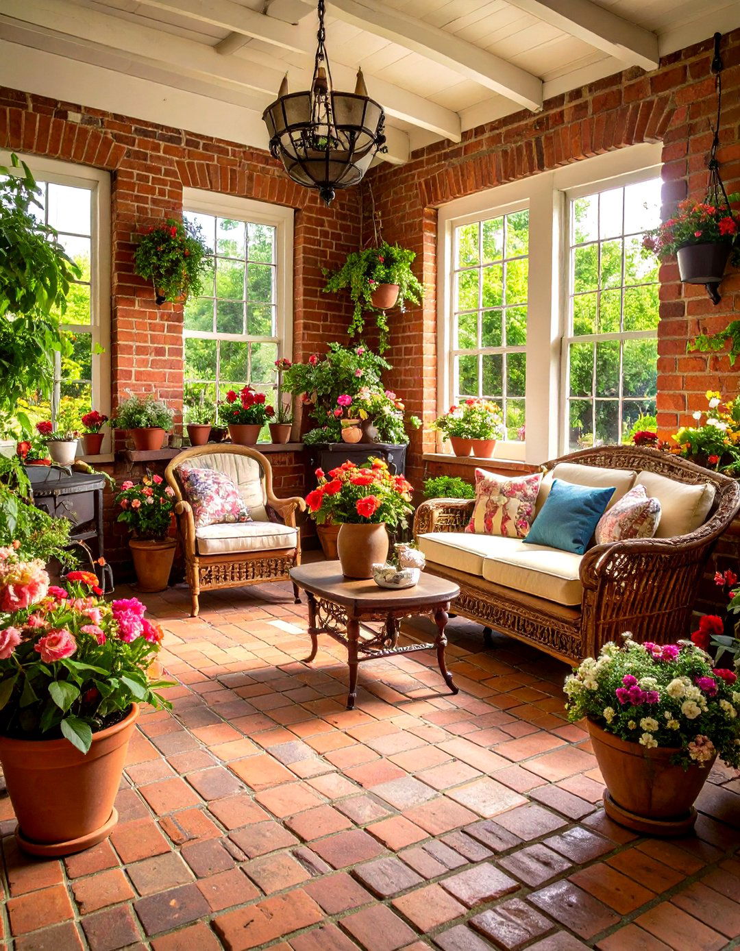 Vintage Brick Floor Sunroom - 24 Brick Floor Sunroom Ideas