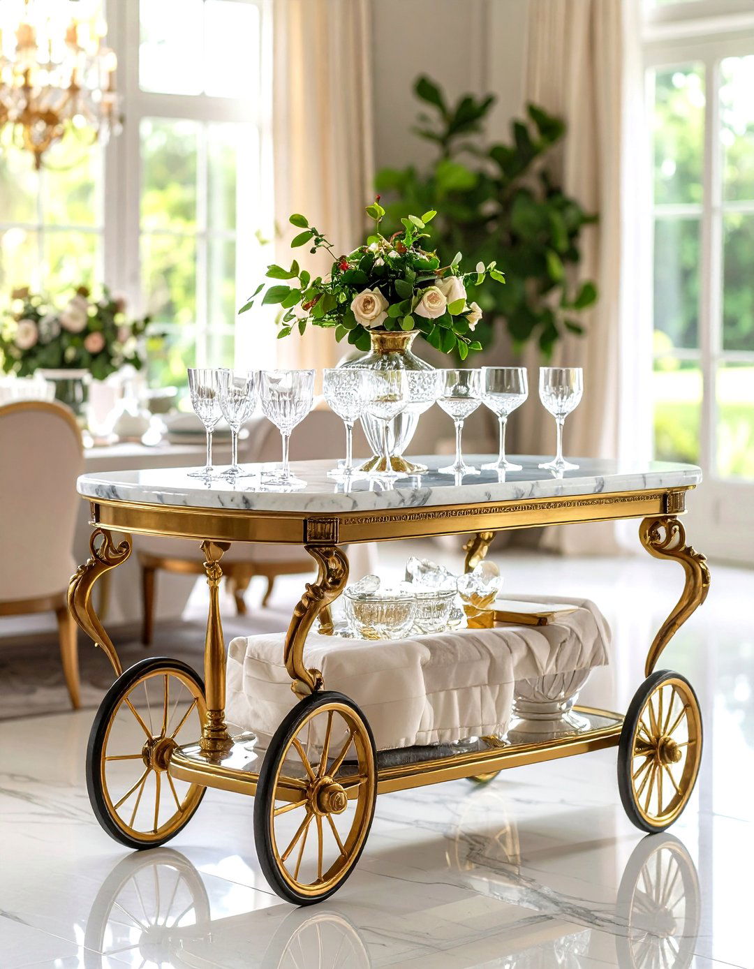 Vintage Cart Bar Setup - 24 Home Bar Ideas On A Budget