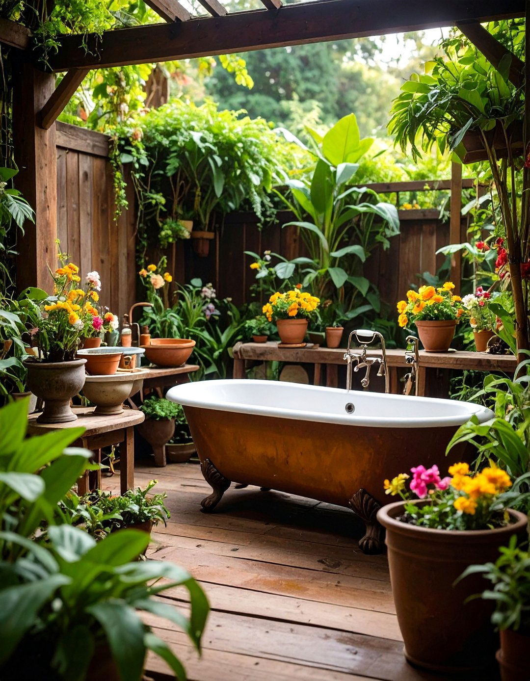Vintage Cast Iron Fixtures Display - 24 Rustic Outdoor Bathroom Ideas
