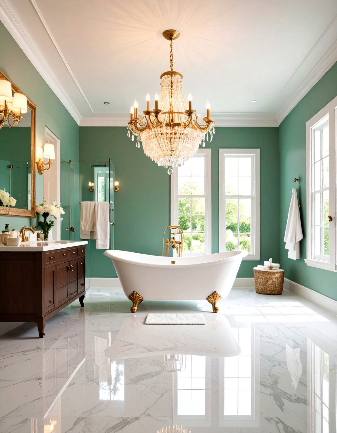 Vintage Chandelier Statement - 24 Elegant Bathroom Decor Ideas