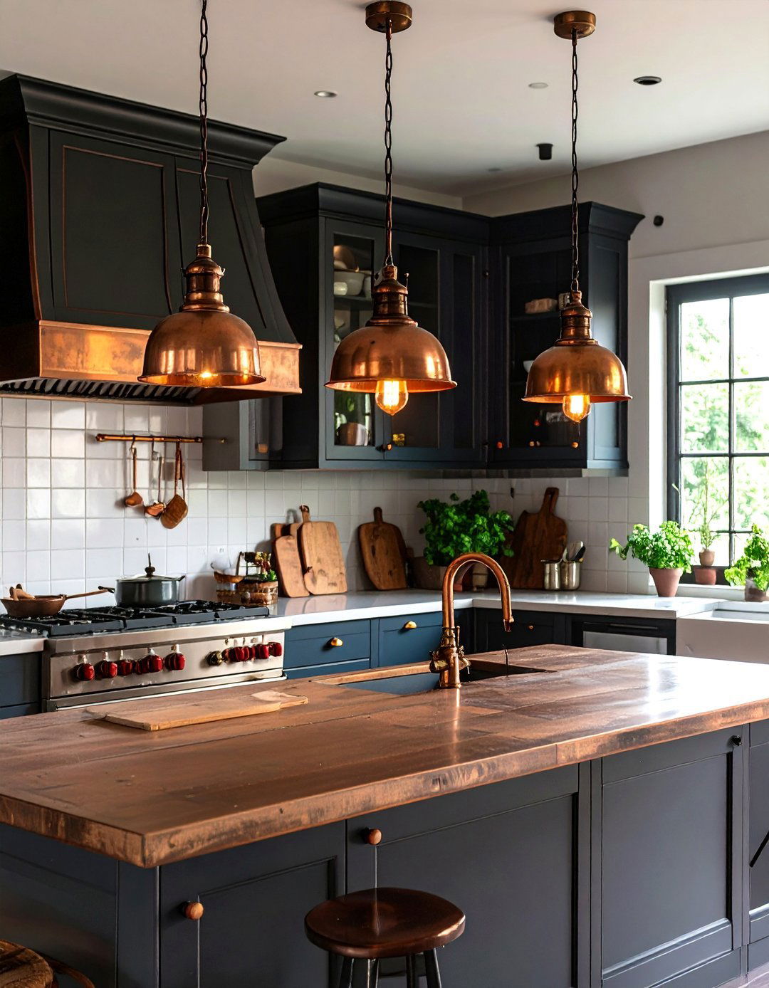 Vintage Copper Light Fixtures - 24 black and copper kitchen ideas