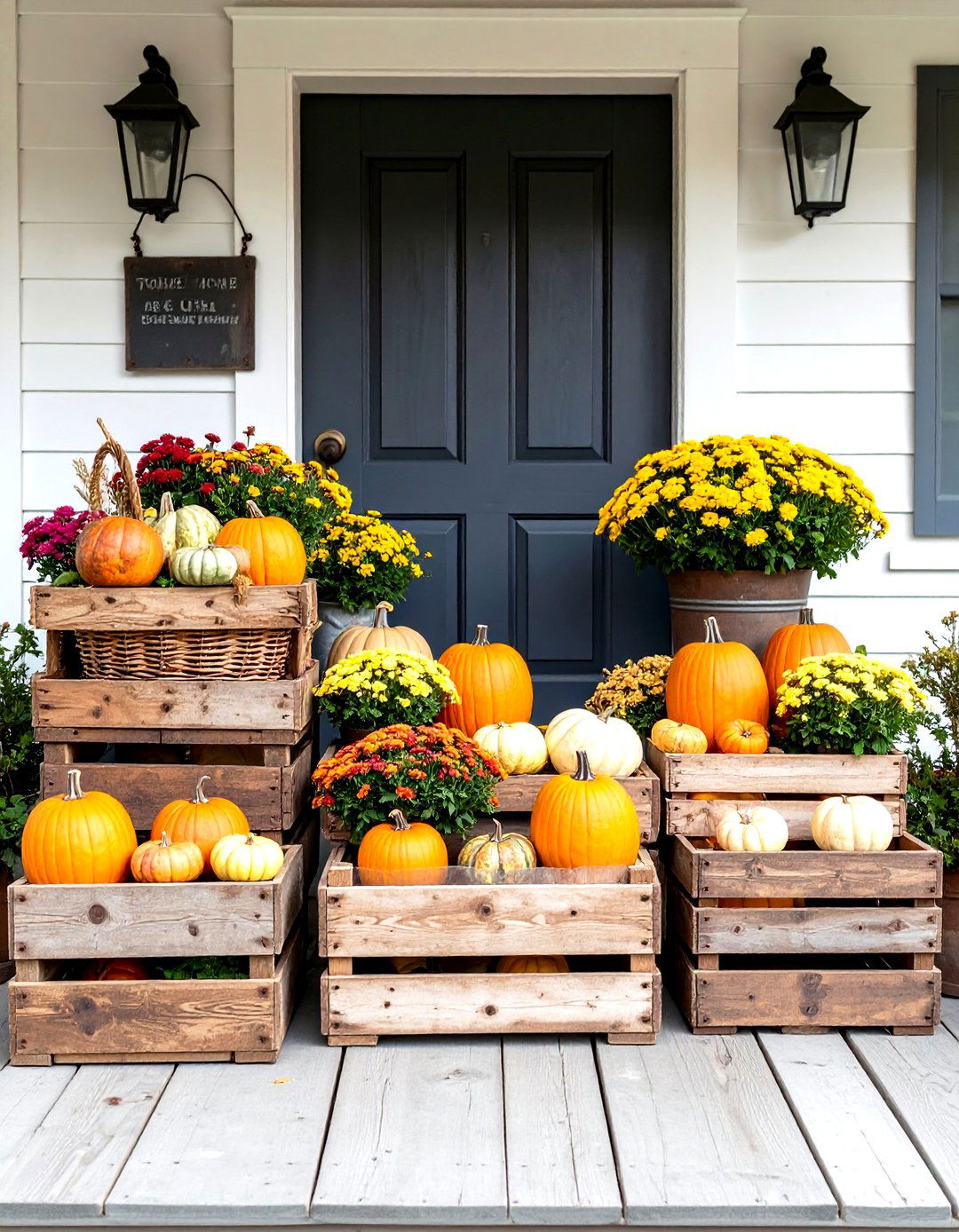 Vintage Crate and Basket Styling - 24 Front Door Fall Decor Ideas