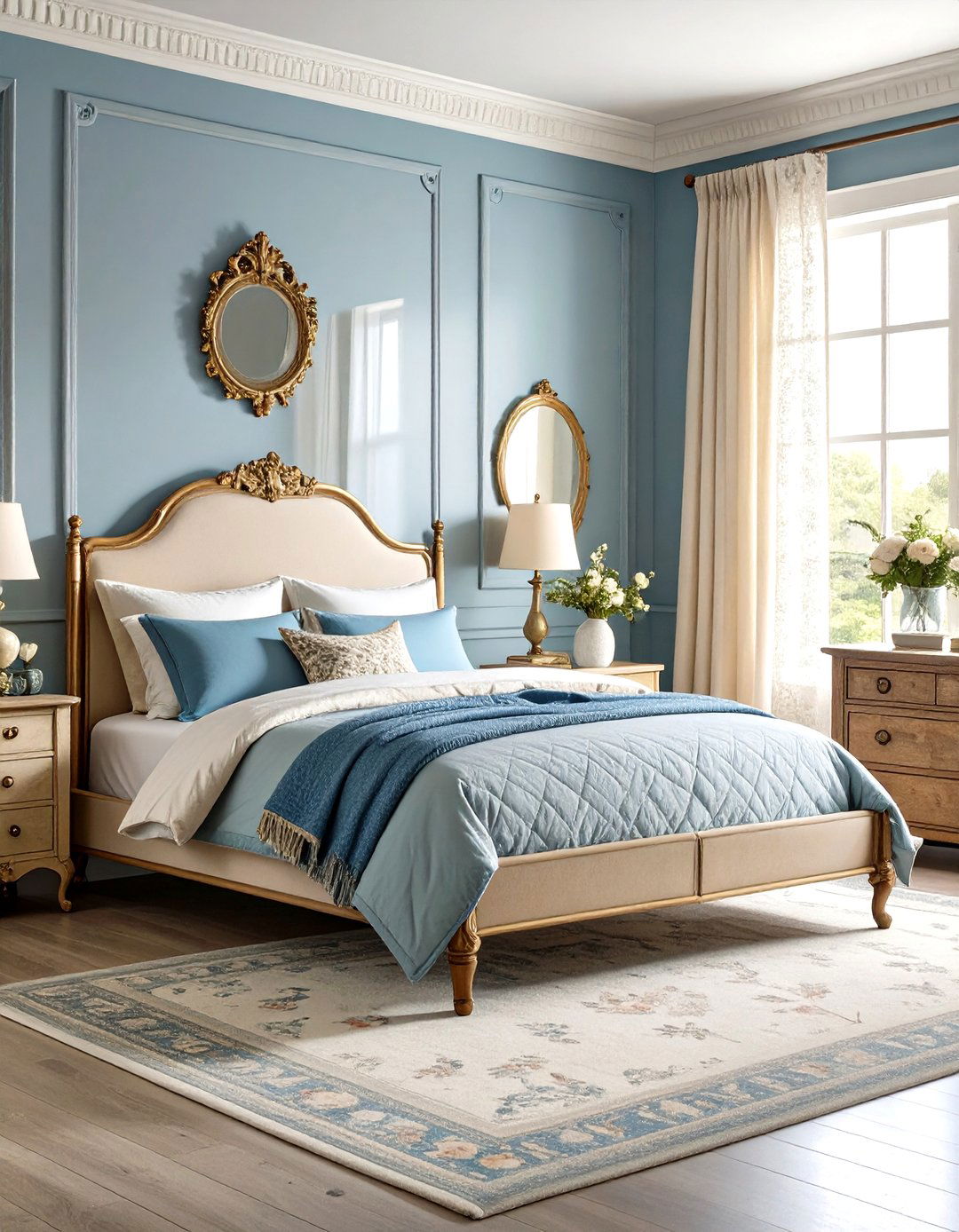 Vintage Duck Egg Blue Bedroom with Antique Touches - 24 Duck Egg Blue Bedroom Ideas