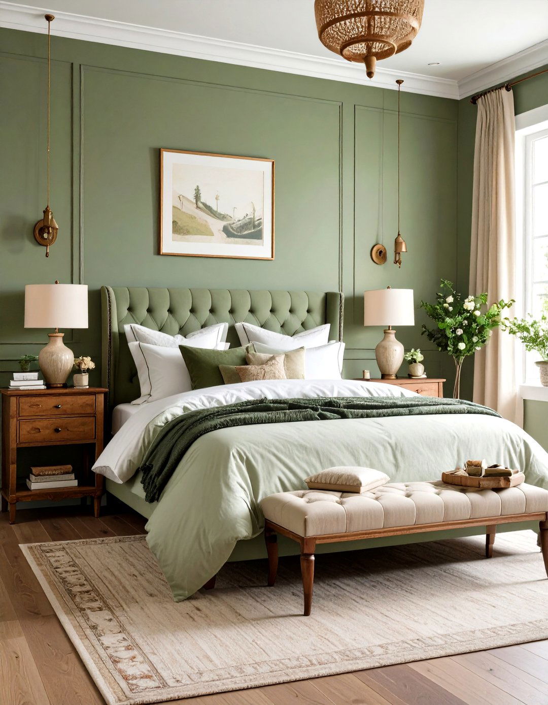 Vintage Eclectic Olive Green Mix - 24 Olive Green Bedroom Ideas