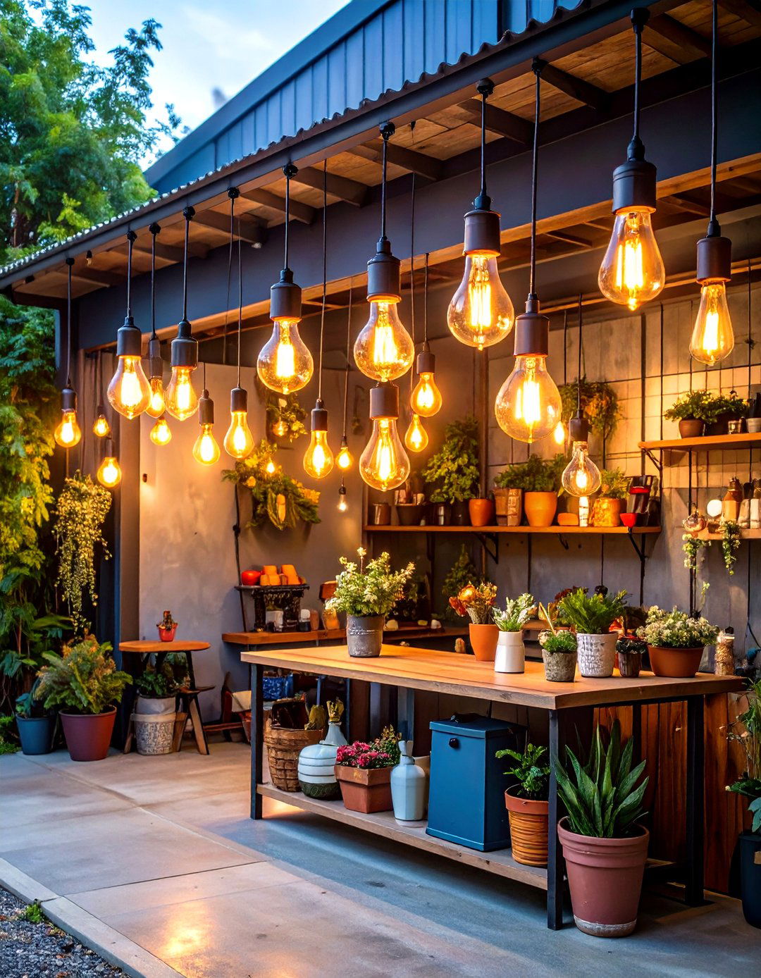 Vintage Edison Bulb Display Fixtures - 24 Exterior Garage Lighting Ideas