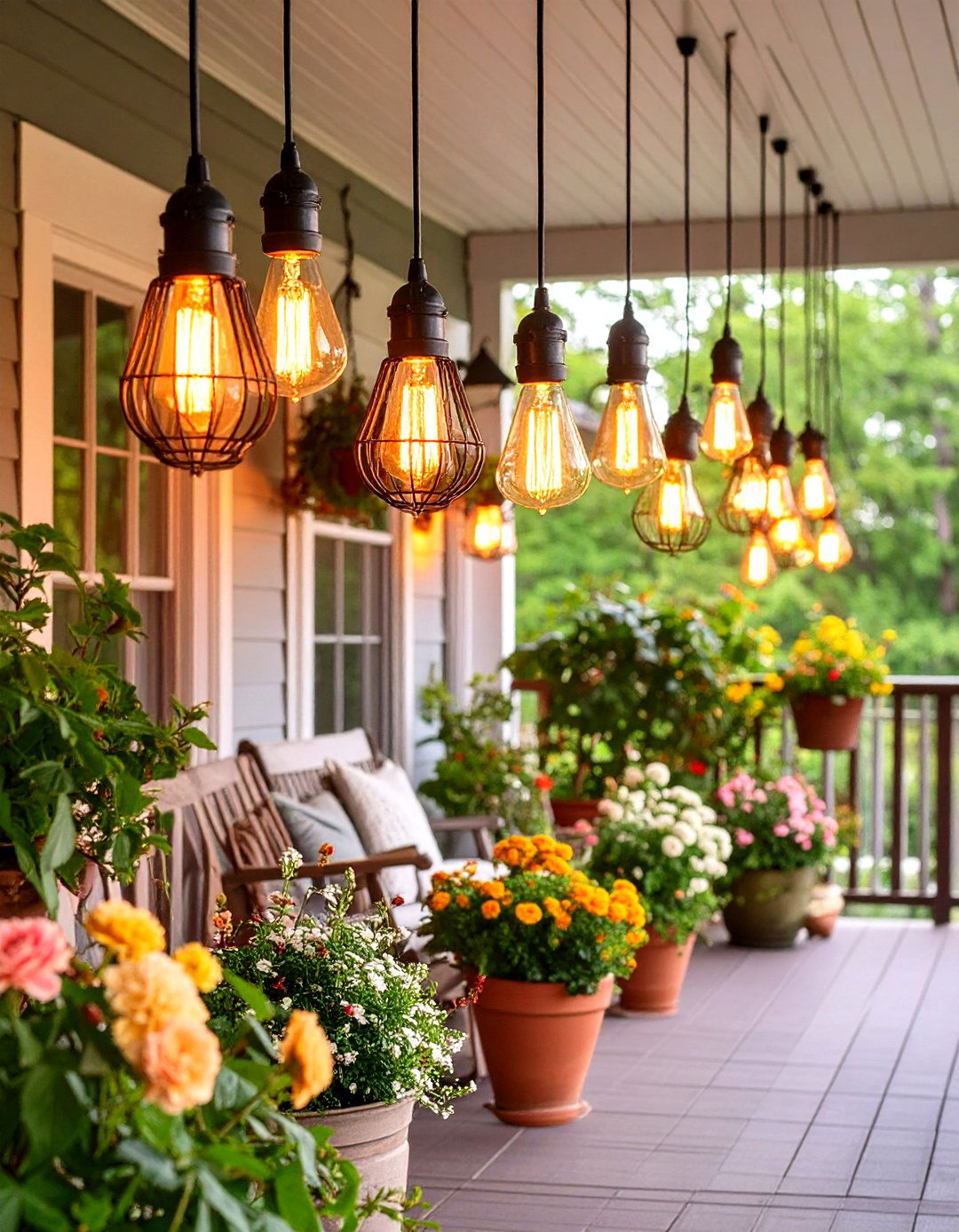 Vintage Edison Bulb Displays - 24 Front Porch Lighting Ideas