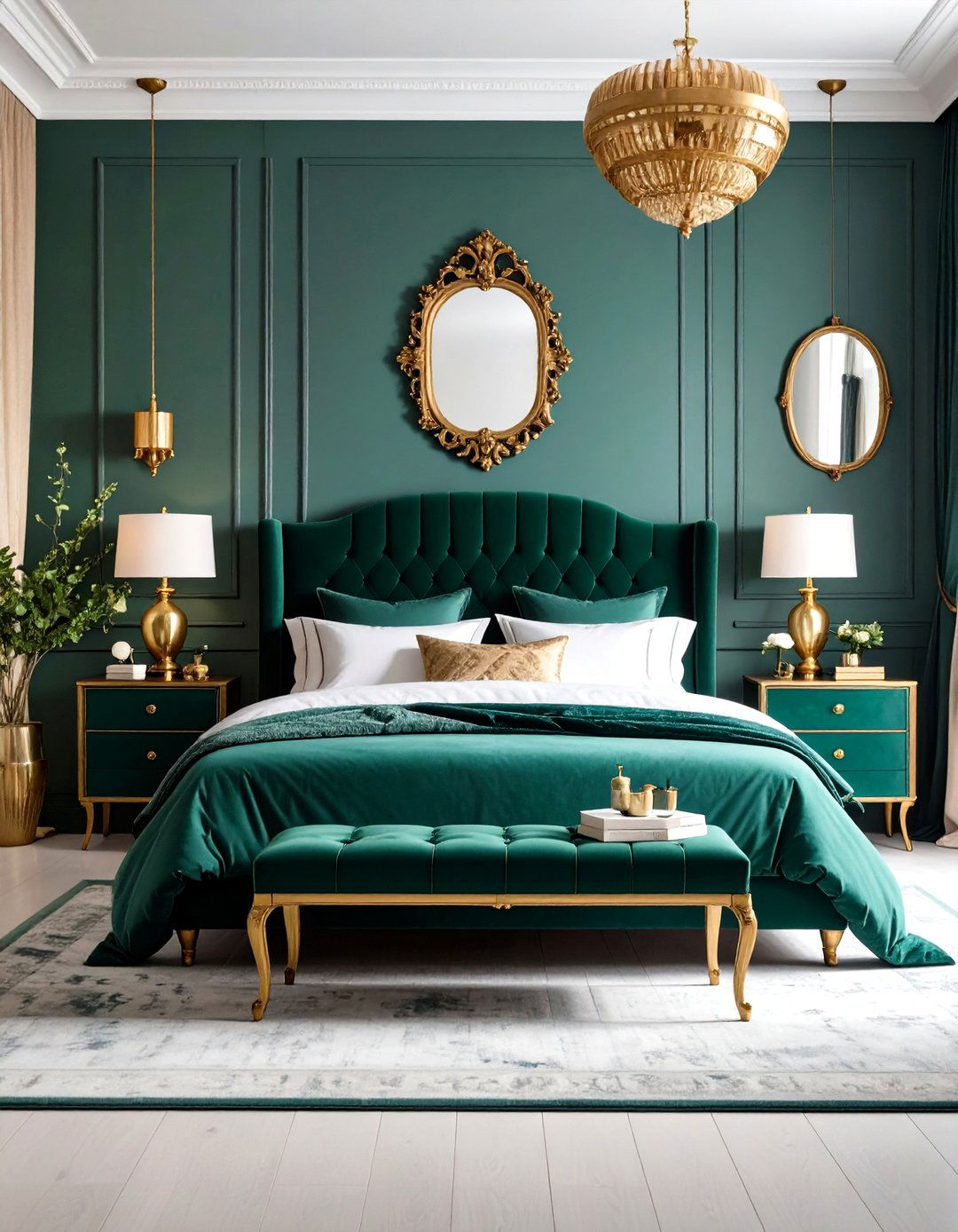 Vintage Emerald Green and Gold Bedroom Styling - 24 Emerald Green and Gold Bedroom Ideas