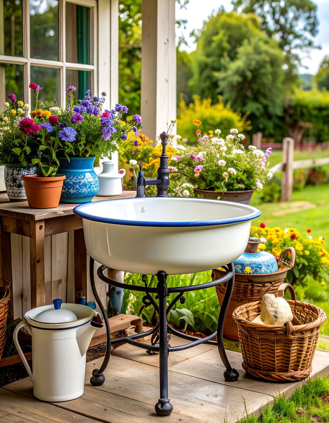 Vintage Enamelware Basin Stand - 24 outdoor sink ideas