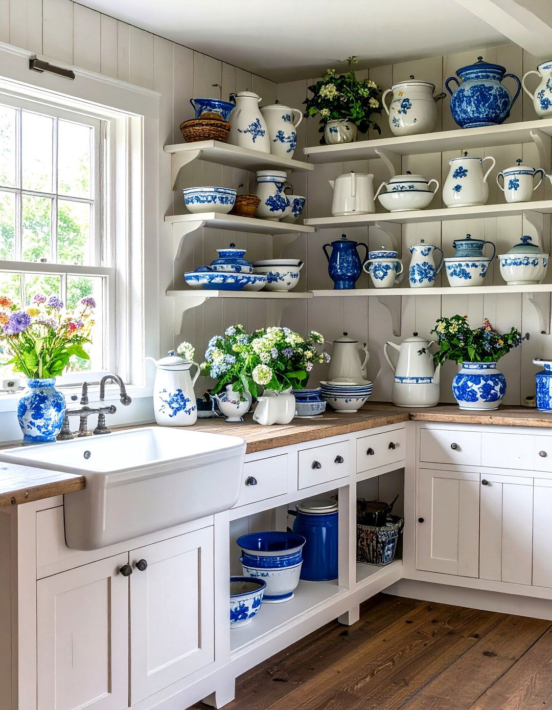 Vintage Enamelware Collection Display - 24 Vintage Laundry Room Decor Ideas