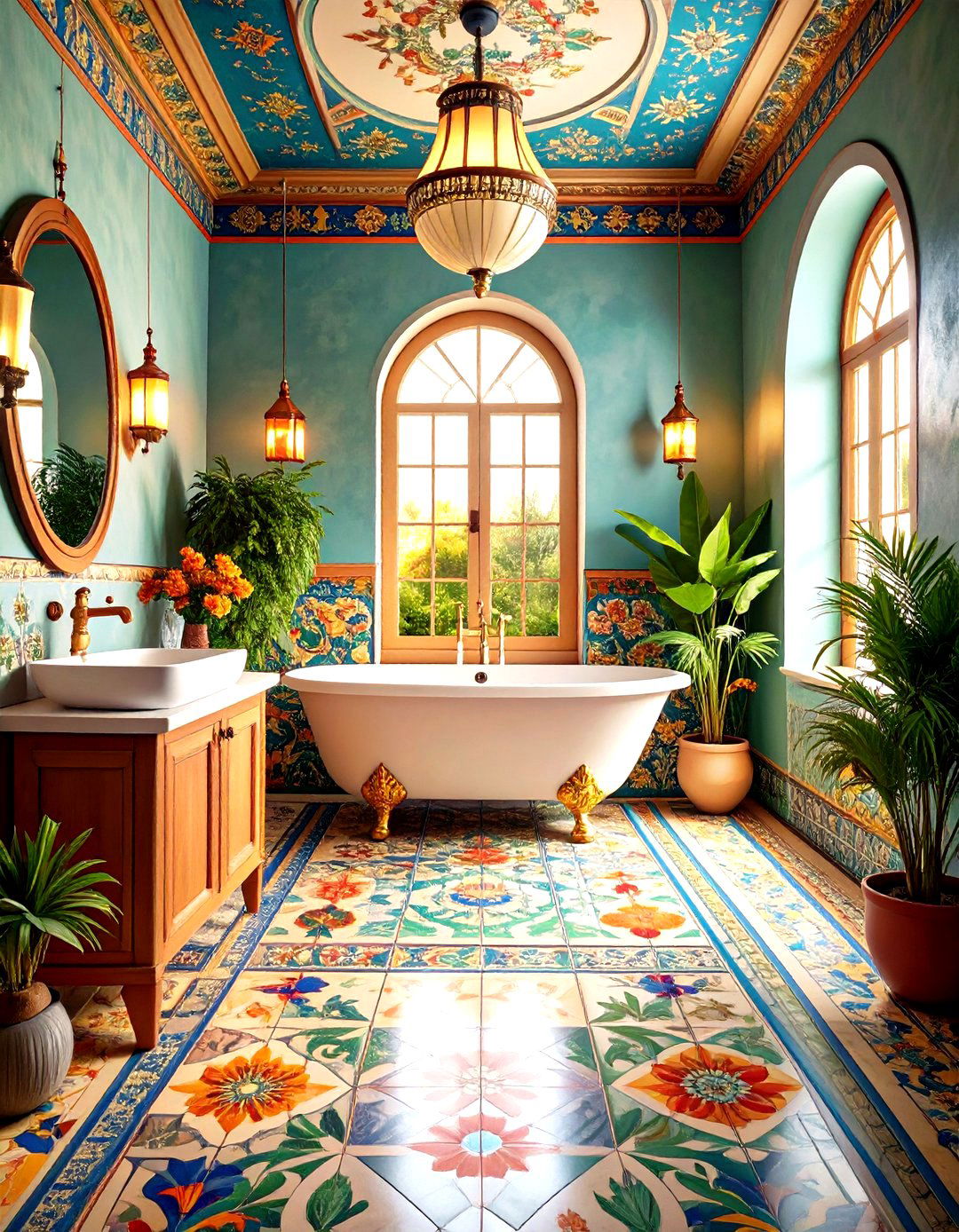 Vintage Encaustic Patterns - 24 Small Bathroom Flooring Ideas