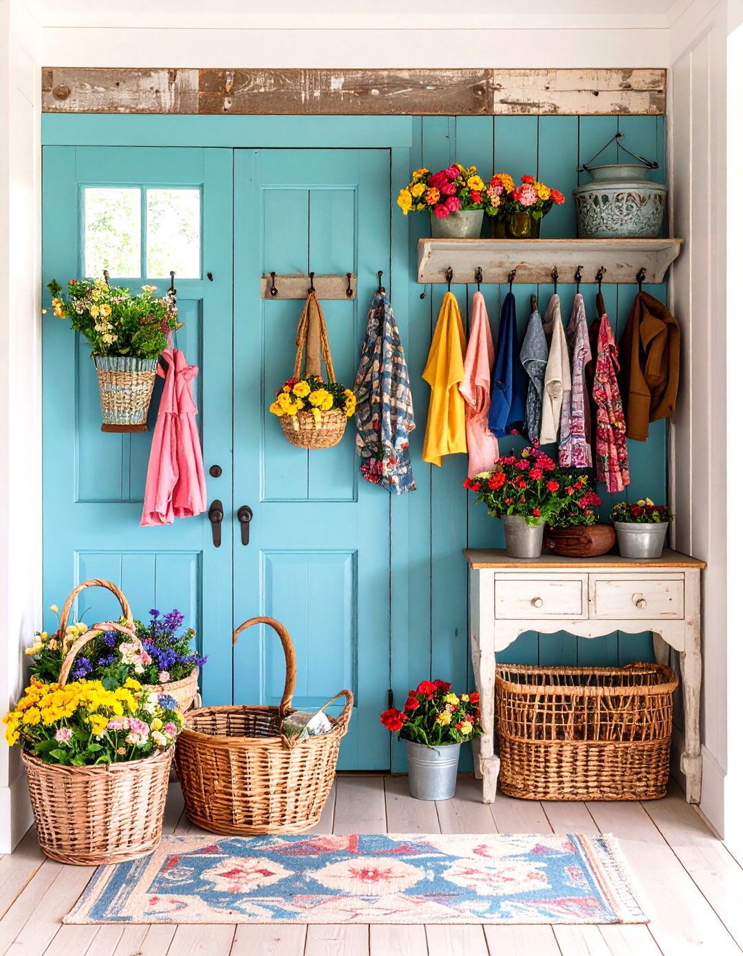 Vintage Farmhouse Character Design - 24 Entryway Closet Ideas