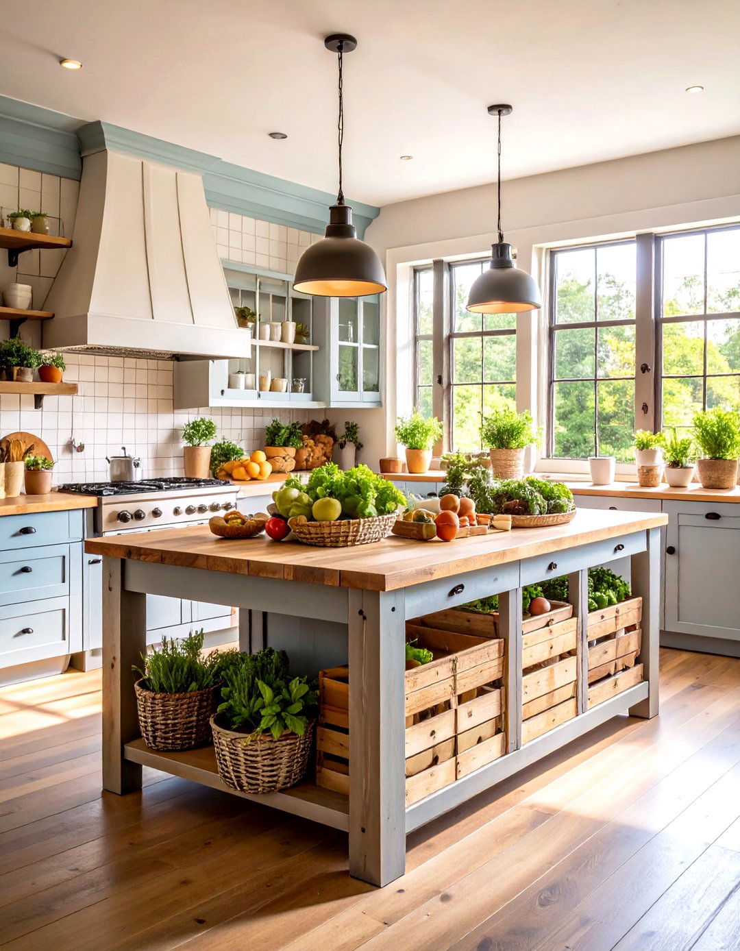 Vintage Farmhouse Kitchen Island - 24 Thanksgiving Decoration Ideas