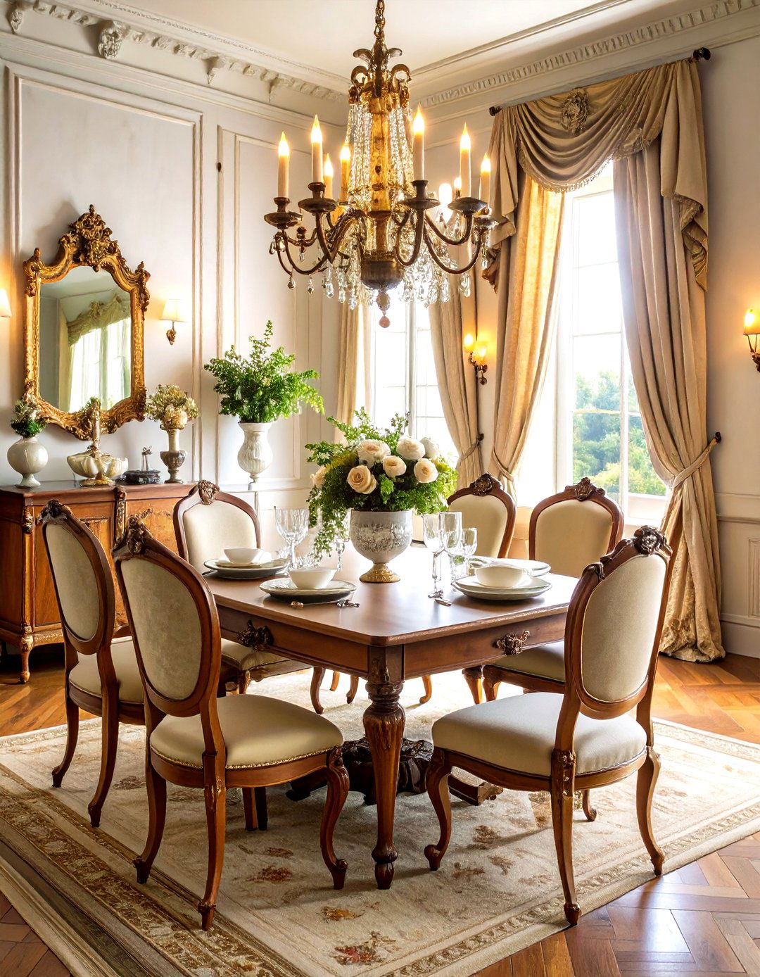 Vintage French Country Dining Room with Antique Furniture Collection - 24 French Country Dining Room Ideas