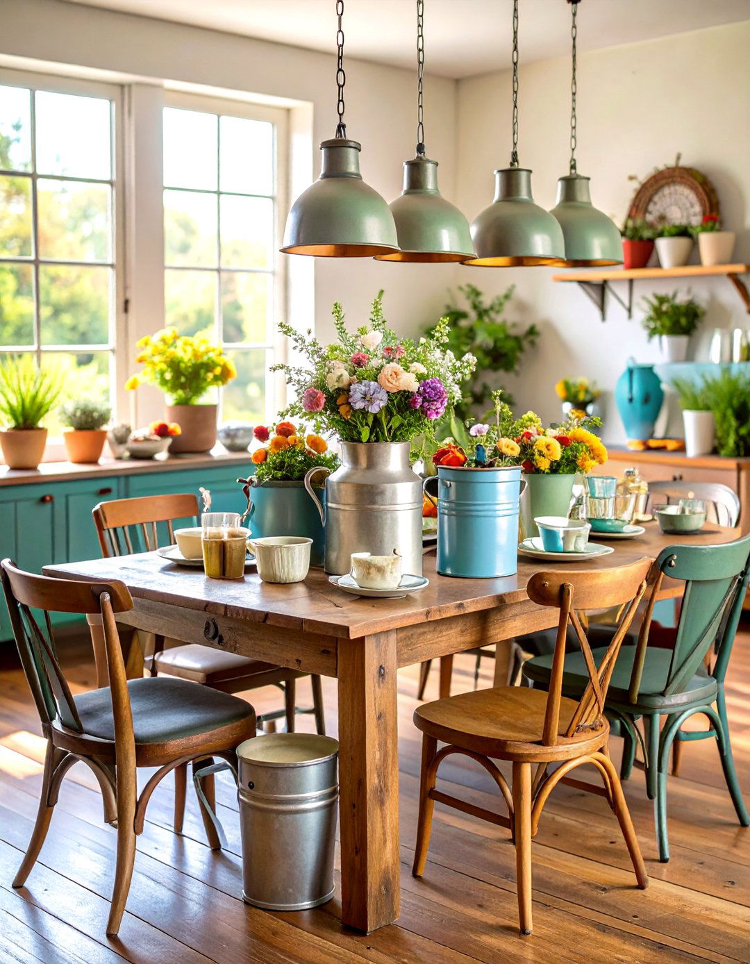 Vintage Galvanized Accessories - 24 Rustic Dining Room Ideas
