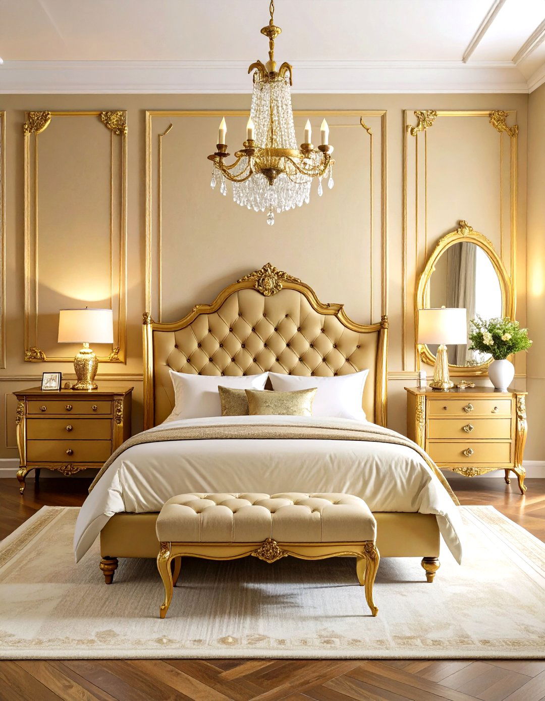 Vintage Gold Glamour Theme - 24 Gold Bedroom Ideas