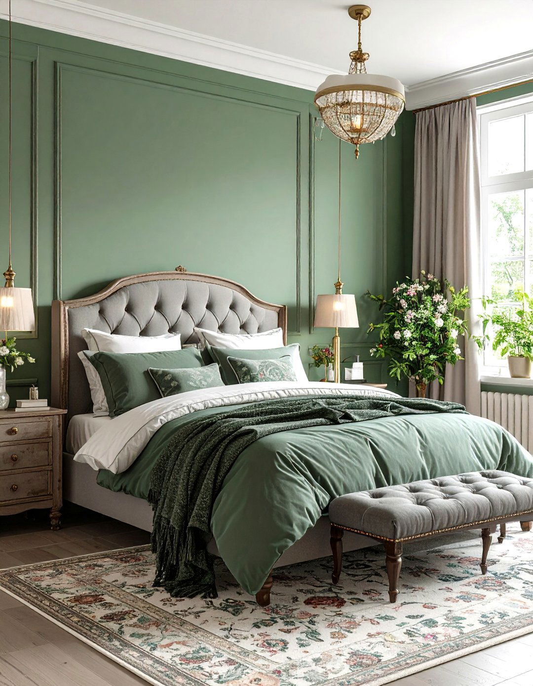 Vintage Green Grey Bedroom - 24 Green and Grey Bedroom Ideas