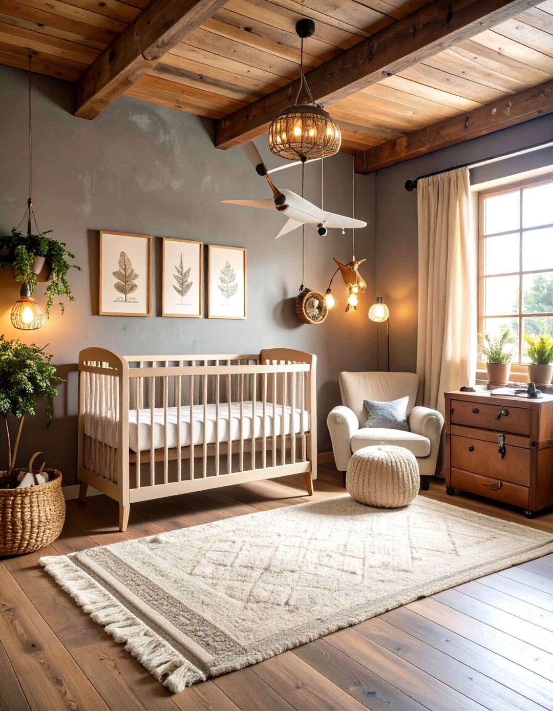 Vintage Grey Airplane Nursery - 24 Grey Nursery Ideas