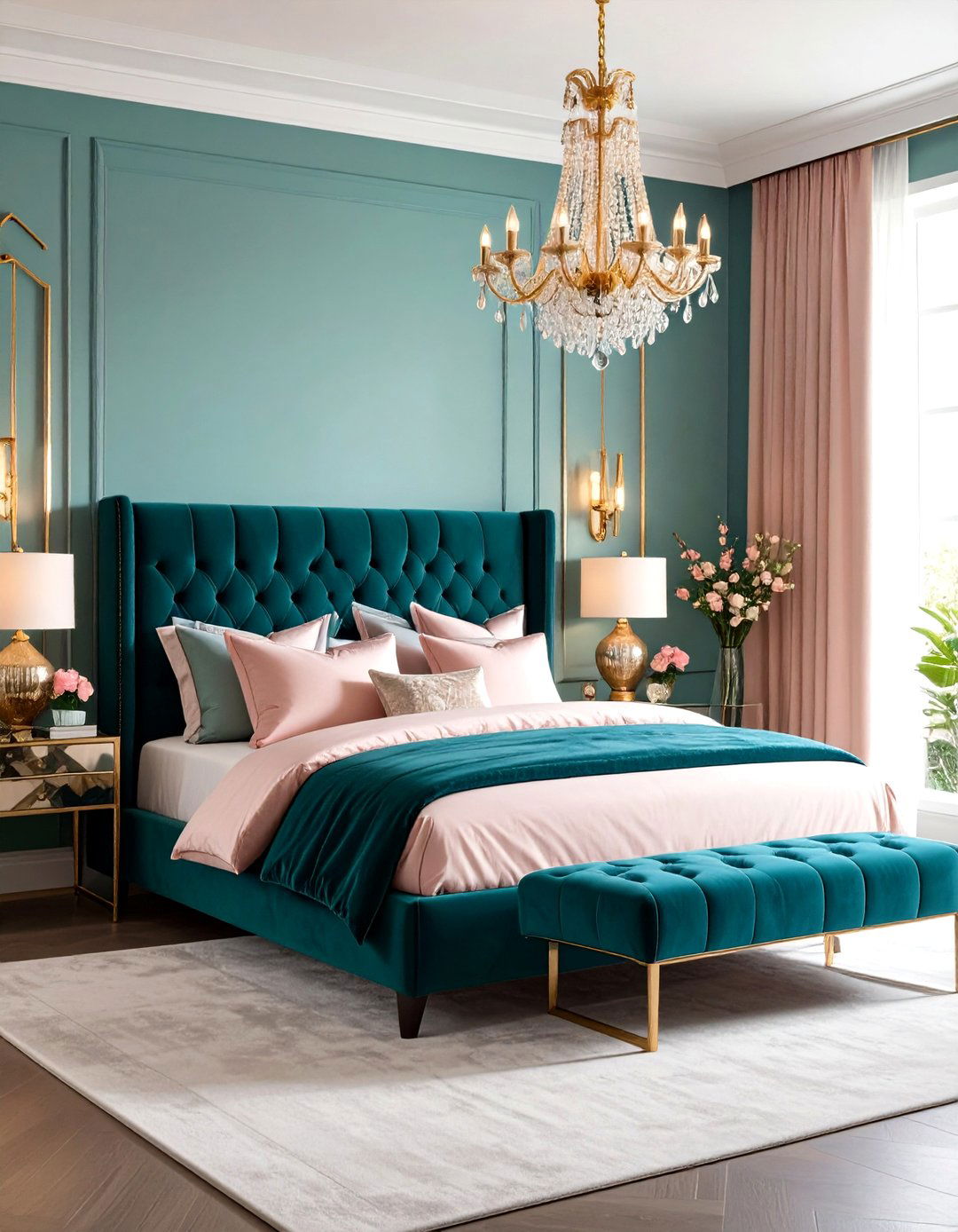 Vintage Hollywood Glam Elegance - 24 Teal and Pink Bedroom Ideas