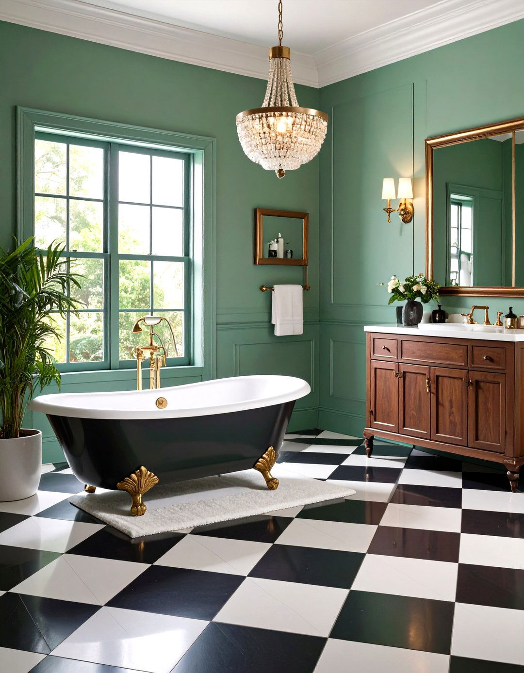 Vintage Hollywood Glamour - 24 black, white and green bathroom ideas