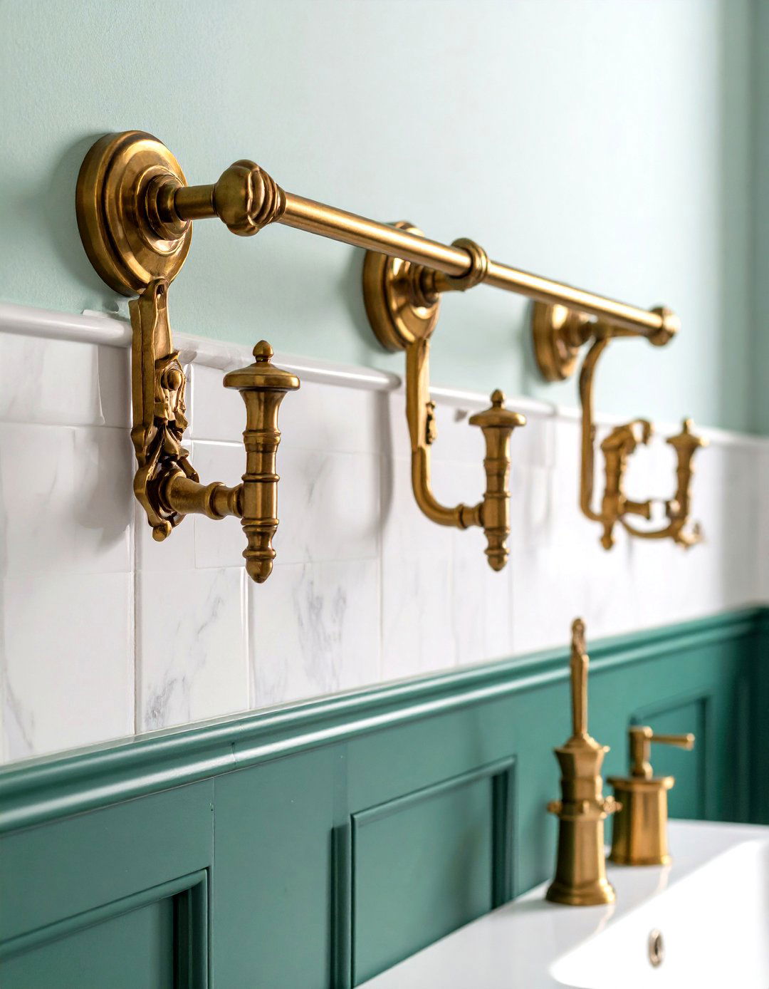 Vintage Hook and Rail Combination - 24 Bathroom Towel Rack Ideas