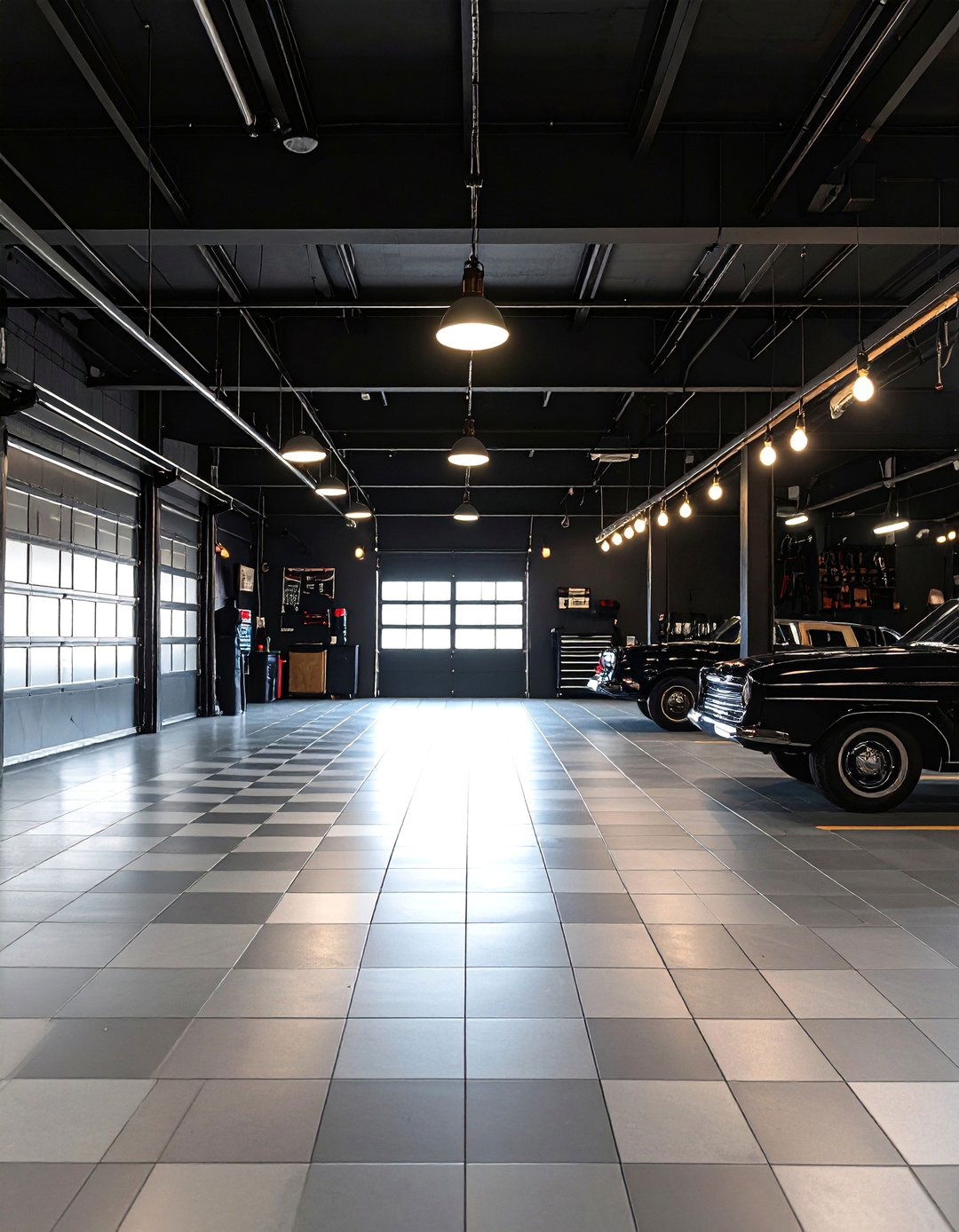 Vintage Inspired Black Garage Design - 24 Black Garage Ideas