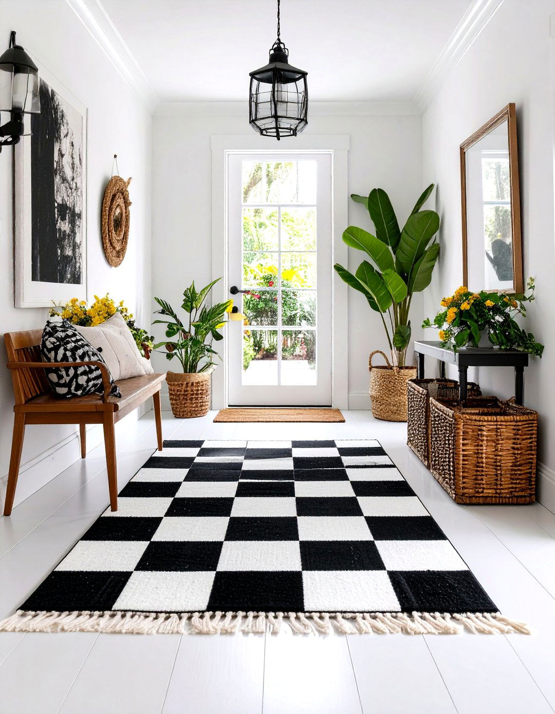 Vintage Inspired Checkerboard Patterns - 24 Entryway Rug Ideas