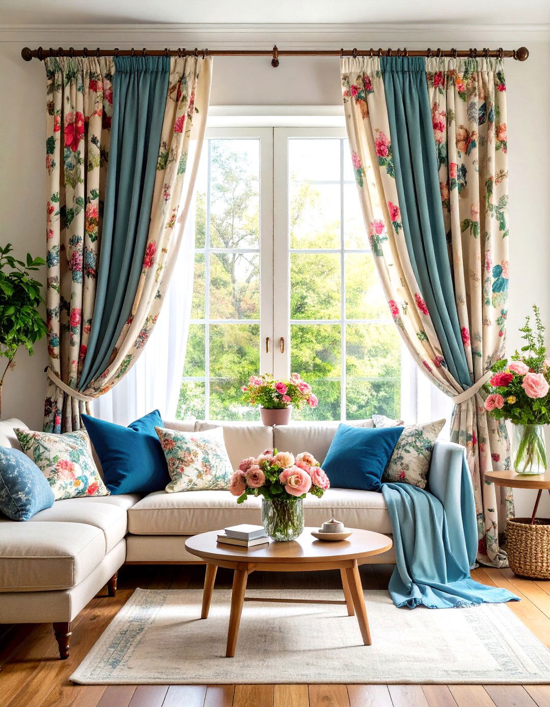 Vintage Inspired Floral Curtain Prints - 24 Living Room Curtain Ideas