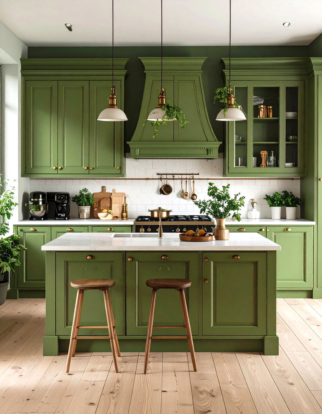 Vintage Inspired Olive Green Kitchen - 24 Olive Green Kitchens
