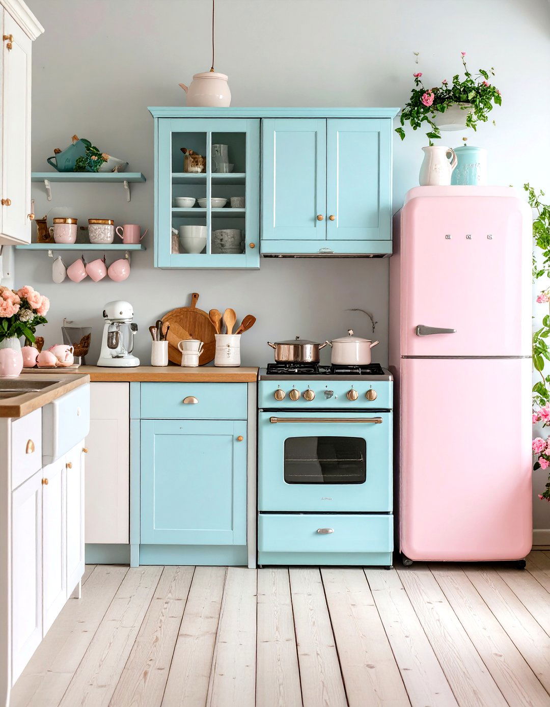 Vintage Inspired Pastel Collections - 24 Kitchen With Colored Appliances Ideas