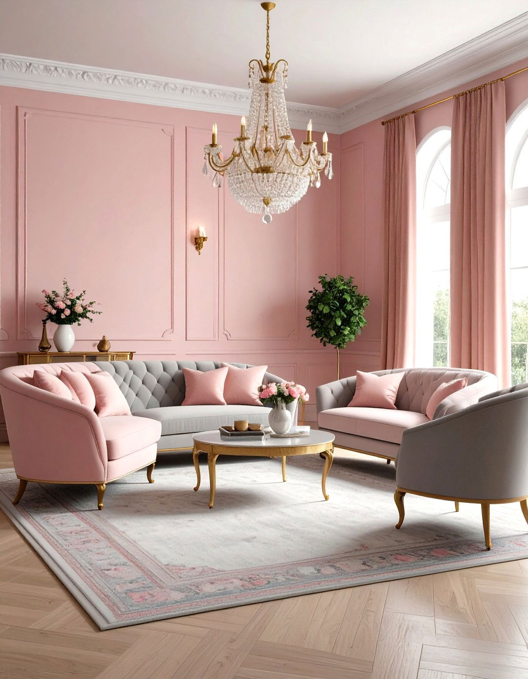 Vintage Inspired Pink and Grey Living Room - 24 Pink and Grey Living Room Ideas
