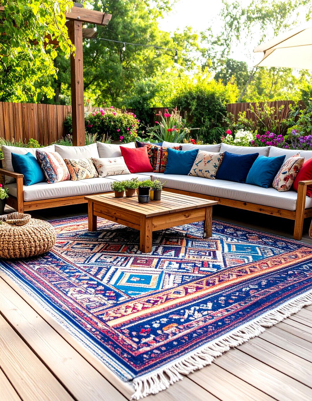 Vintage Kilim Outdoor Rug Zone - 24 Boho Garden Ideas