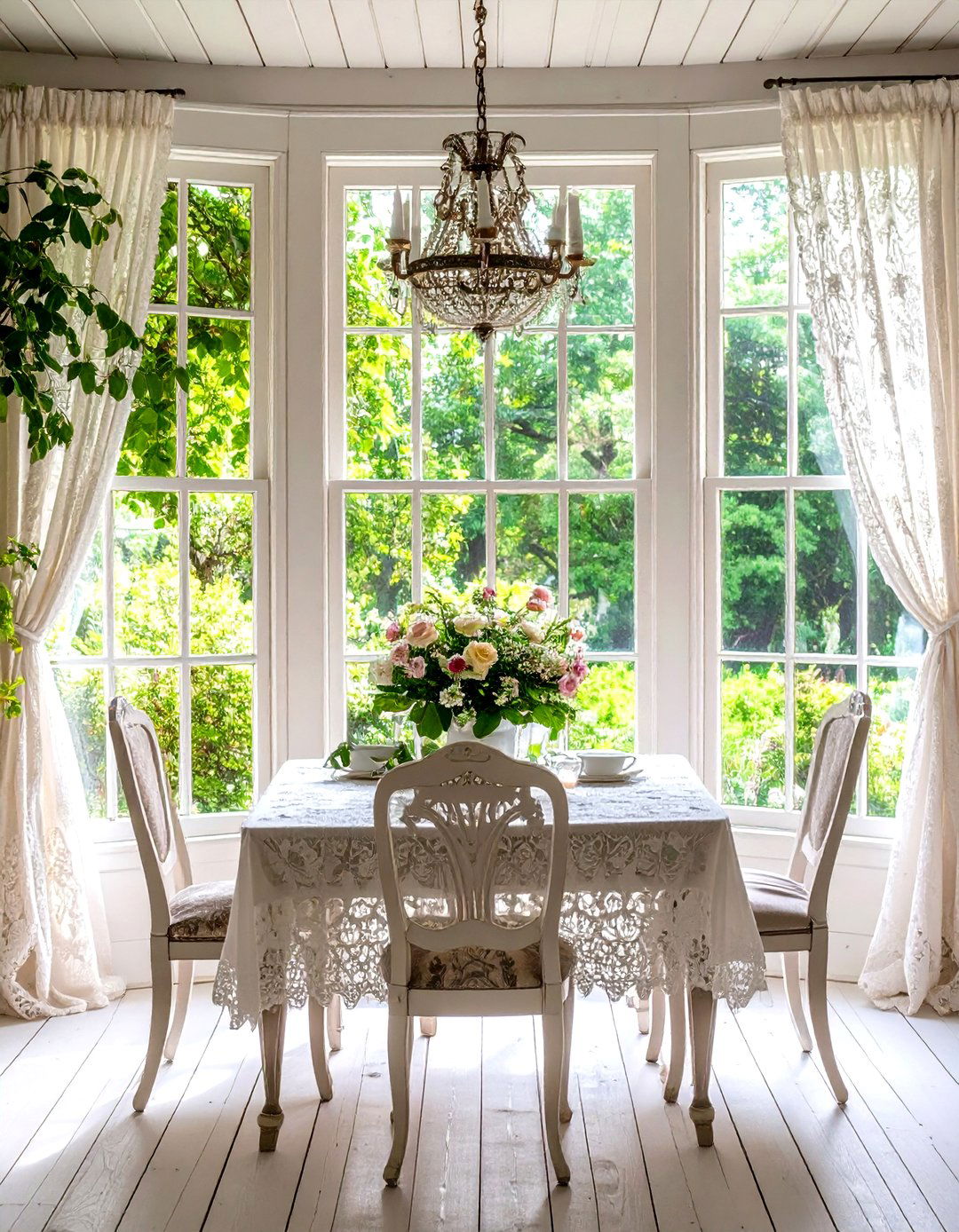 Vintage Lace Window Panels - 24 Dining Room Curtain Ideas