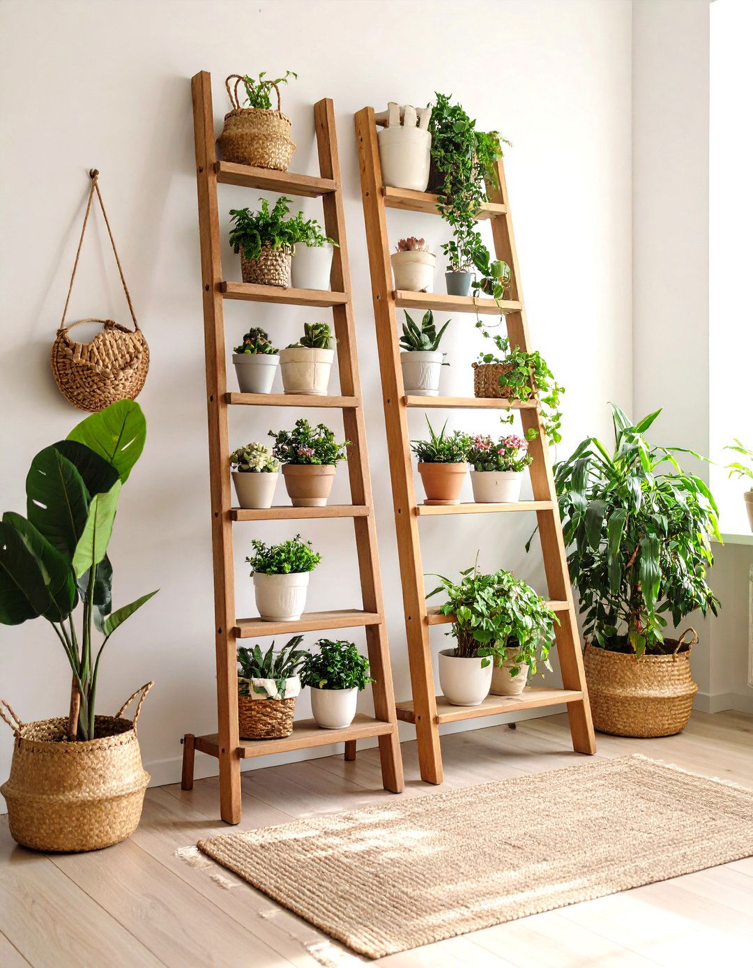 Vintage Ladder Display System - 24 High Ceiling Tall Wall Decor Ideas