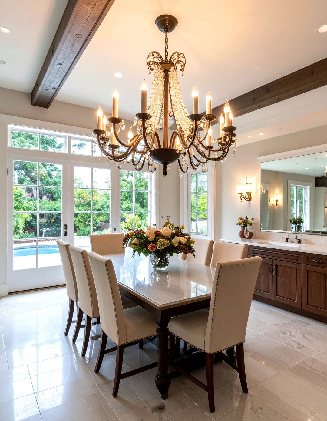 Vintage Lighting Chandelier Focus - 24 Exposed Basement Ceiling Ideas