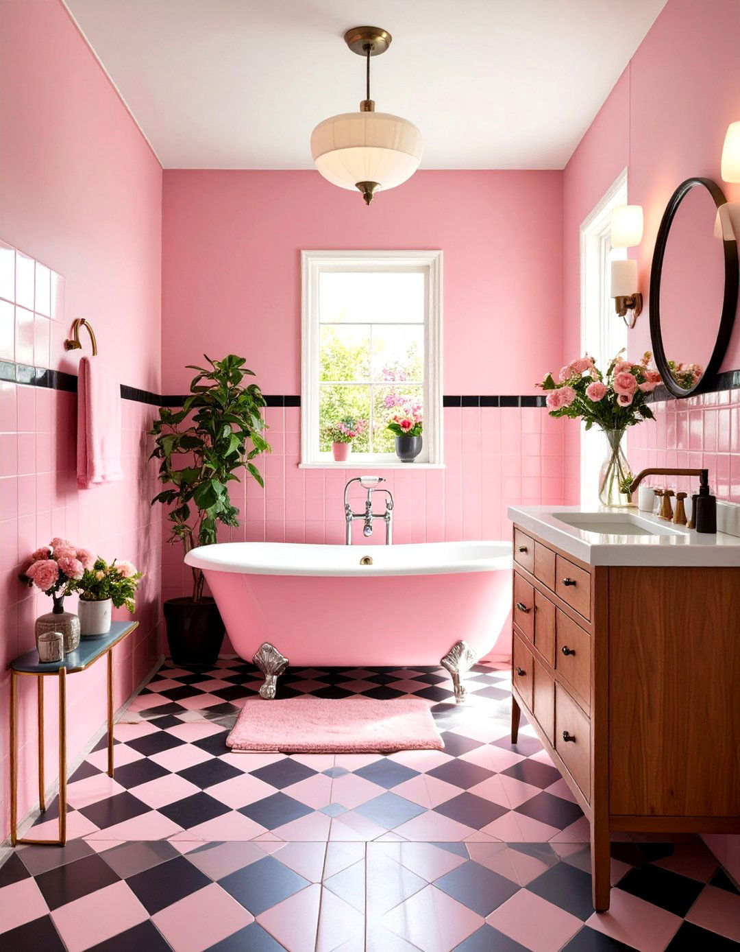 Vintage Mamie Pink Tile Bathroom - 24 Pink Tile Bathroom Ideas